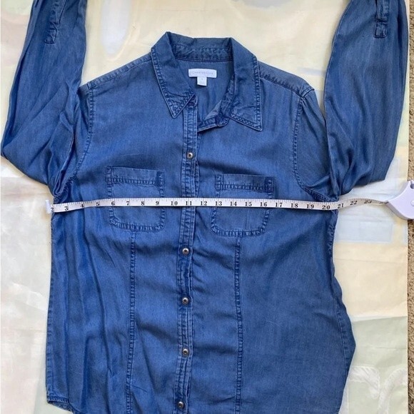 Charter Club Size Small Blue Top Long Sleeve Button Down Shirt Top. - Picture 3 of 8